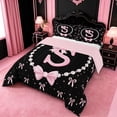 thumbnail image 2 of meiyoeat Pink Coquette Bowtie Full Size Comforter Sets For Girls,Kids Personalized Letter S Print Bedding Comforter Set,Pink Reversible,3pcs, 2 of 7