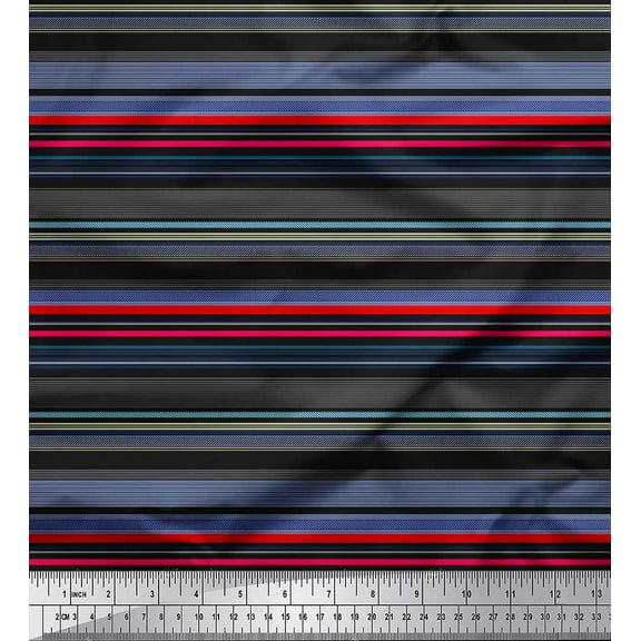 Soimoi Cotton Duck Fabric Horizontal Stripe Print Fabric by The Yard 42 Inch Wide