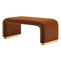 Accent Chair Bench Ottoman, Brown, Velvet, Living Kitchen Cafe Bistro Hospitality Restaurant, Modern Contemporary Boutique HB36456