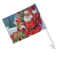 thumbnail image 1 of Christmas Holiday Santa Sleigh Ready to Go Car Truck Flag with Window Clip On Pole Holder, 1 of 4