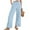 Light Blue, variant on Juslio Women Pants High Waist Side Opening Casual Elastic Waist Linen with Pockets Straight Leg Pants L