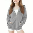 thumbnail image 3 of AINIYS Girls Half Zip Hoodies Pullover Solid Color Long Sleeve Casual Fall Winter Tops with Pockets Gray 12 Years, 3 of 8