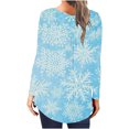 thumbnail image 4 of Camiseta informal para mujer, blusa estampada de manga larga con cuello redondo y fruncido Pompotops  FGAJ9553, 4 of 6
