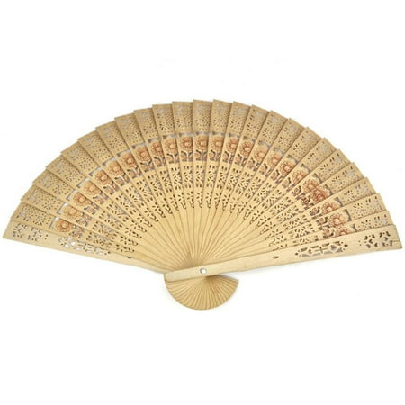 

Chinese Folding Bamboo Original Wooden Carved Hand Fan fit Wedding Bridal Party