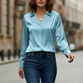 thumbnail image 2 of POROPL Womens Satin Button Down Shirts Long Sleeve Shirts Work Dressy Casual Collar Blouses Tops, 2 of 7