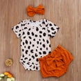 thumbnail image 2 of Seyurigaoka Baby Girls Summer Clothes Leopard Romper + Triangle Shorts+Elastic Hair Band, 2 of 8