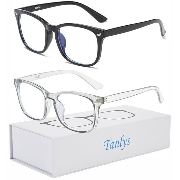 2 Pack Blue Light Blocking Glasses for Computer Eye Strain [Dry Eye & Sour Eye], Anti UV Reduce Headache 8082 Stylish Gaming Bluelight Blocker Glasses Men Women