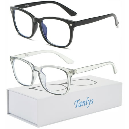 2 Pack Blue Light Blocking Glasses for Computer Eye Strain [Dry Eye & Sour Eye], Anti UV Reduce Headache 8082 Stylish Gaming Bluelight Blocker Glasses Men Women