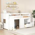 thumbnail image 4 of Harper & Bright Designs Twin Size Low Loft Bed with Shelves and Drawer, Solid Wood Loft Bed Frame with Stair for Boys and Girls, White, 4 of 14