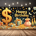 thumbnail image 7 of Golden Theme Happy Birthday Banner Decorative Design Party Backdrop for Birthday Celebration Indoor Party Event, 7 of 7