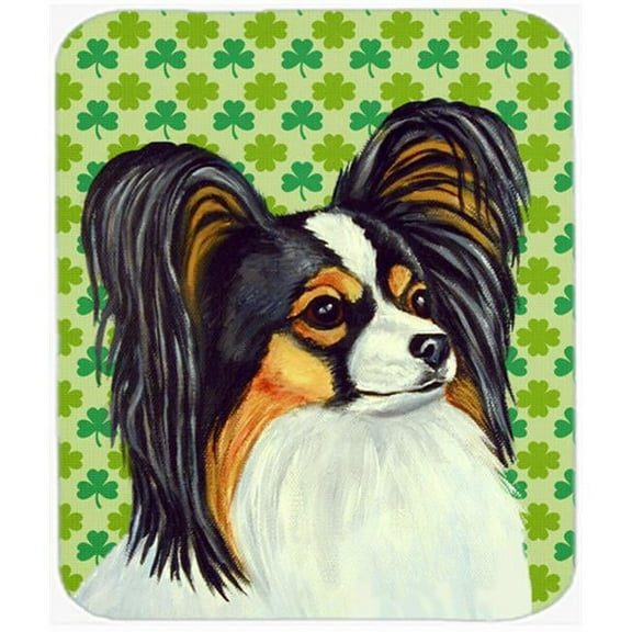 Papillon St. Patricks Day Shamrock Portrait Mouse Pad, Hot Pad or Trivet