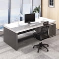 thumbnail image 3 of Writing White Office Desk Reception Executive Workstation Standing Office Desk Bedroom Tabla Para Escritorio Modern Furniture My Lux Decor Round, 3 of 9