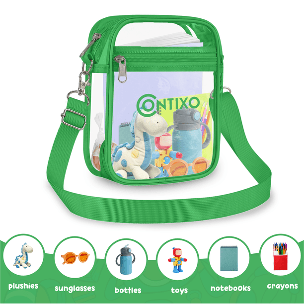 Contixo Mochila Transparente para Tablet de 10" para Niños - Bolso sobre el Hombro Aprobado para Estadios, Verde