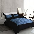 thumbnail image 2 of DNG Creations 1 Piece Two Tone Pinch Pleated Duvet Cover With Zipper Closure & Corner Ties 100% Egyptian Cotton ( Solid Black/ Medium Blue - Oversized Queen ), 2 of 3