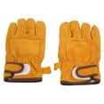 thumbnail image 2 of Guantes resistentes al calor de piel de becerro, poliéster, protección para las manos, para barbacoa, parrilla, horno, guantes cortos, amarillos, 2 of 14