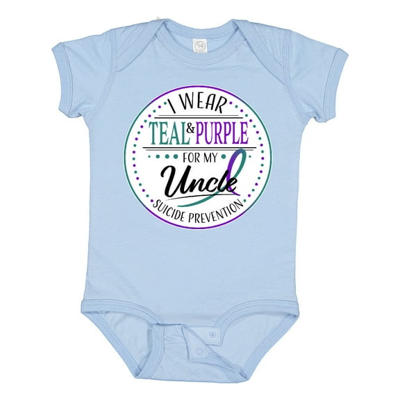 Inktastic Suicide Prevention- I Wear Teal and Purple for My Uncle Boys or Girls Baby Bodysuit