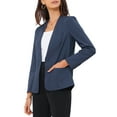 thumbnail image 4 of INSPIRE CHIC Women's Linen Blazers Solid Color One Button Long Sleeve Wear-to-Work Blazers XL Navy blue, 4 of 6