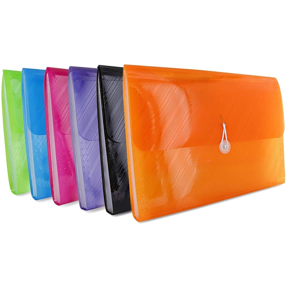 Translucent 7Pocket Letter Size Poly Expanding File High Capacity Plastic Business Portable