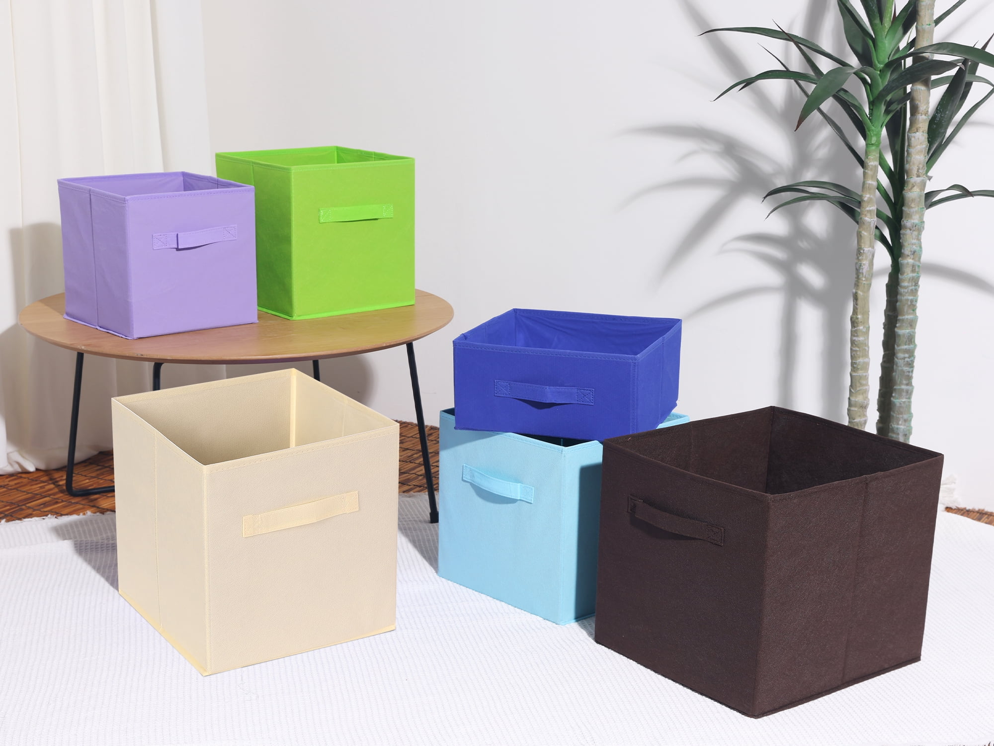Unique Bargains Fabric Storage Cube Storage Bin Beige 11*10.6*10.6in