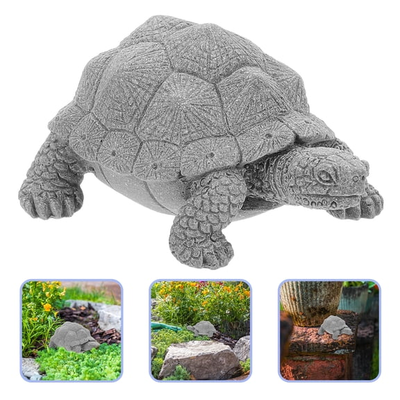 OULII Realistic Grey Turtle Figurine for Bonsai and Mini Garden Decor, Indoor Outdoor Small Plant Accessories