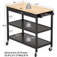thumbnail image 2 of ANPOO 3 Tier Kitchen Island Carts on Wheels with Storage, Mobile Rolling Cart with Large Capacity Storage Drawers, Towel Rack, Rubber wood Top, for Kitchen and Dining Room, 2 of 7