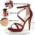 thumbnail image 2 of BLISSFUL STEP Women's Solid Color Stiletto Heel Zipper Ankle Strap Platform Sandals, 2 of 7
