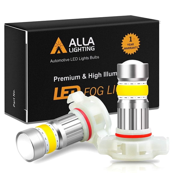 Alla Lighting 2800lm PSX24W 12276 2504 LED Fog Lights Bulb Xtreme Super Bright COB-72 LED Replacement for Cars, Trucks, 3000K Amber Yellow (Set of 2)