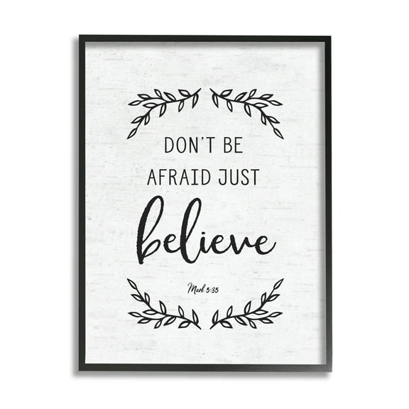 Stupell Industries Encouraging Scripture Verse Quote Casual Leaf Sprigs Graphic Art Black Framed Art Print Wall Art, Design by Lettered and Lined