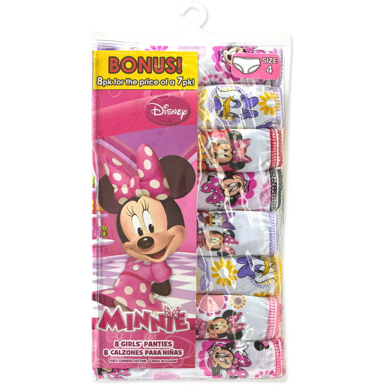 Disney Minnie Mouse Girls' Underwear Multipacks with Assorted Prints in  Various Sizes 2T-10 | 7pk, 10pk, and 12pk Options