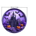 thumbnail image 3 of XINGXIANG Halloween Door Sign - 5 Style 11.8 Inch Wooden Circle Plaque with Raven, Castle, Skeleton, Witch Cat Decor,Halloween Decorations Bedroom,Halloween Door Decorations, 3 of 5