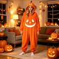 thumbnail image 6 of LILIYA Halloween Hooded Onesie, Warm Adult Jumpsuit, Plush Long Sleeve Loungewear for Couples, Comfy Bodysuit with Front Pockets, Soft One-Piece Pajamas, 6 of 8