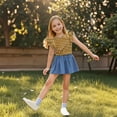 thumbnail image 7 of hengsof Girls' Sweet Ruffled Short Sleeve Shirts Kids Fashionable Printing Crew Neck Tops Comfortable Casual Summer T-Shirts, 7 of 7