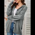 thumbnail image 4 of Cárdigan Informal con Cuello en V y Botones para Mujer, Sudadera con Capucha y Larga Gris L, 4 of 8