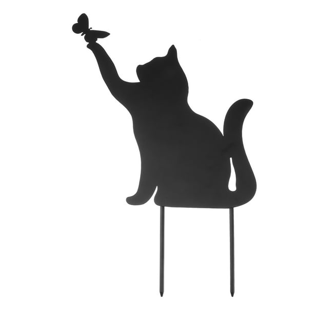 Lovely Metal Animal Silhouette Garden Cat Shape Silhouette for Decor (Black)