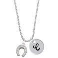 thumbnail image 1 of Delight Jewelry Silvertone Horseshoe Silvertone Script Initial Disc - C - Charm Necklace, 20"+3", 1 of 4