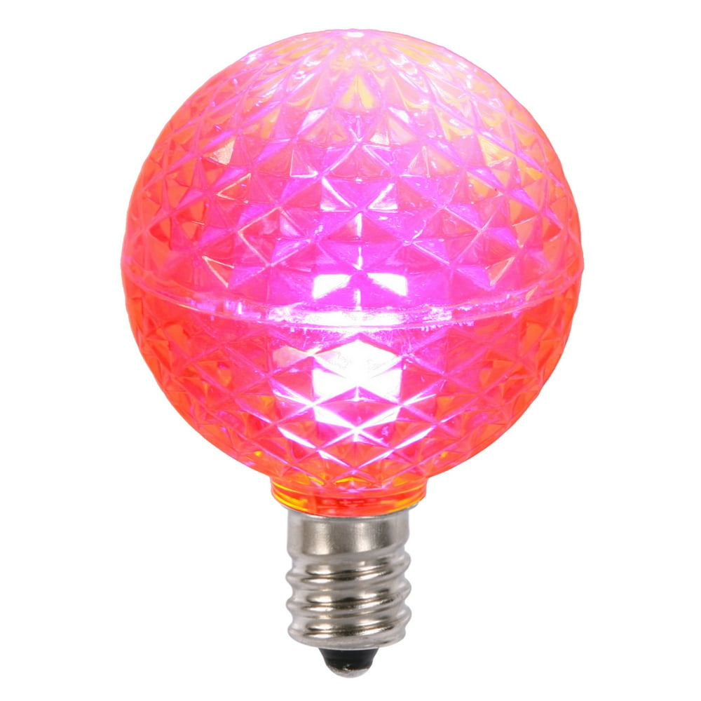 G40 Faceted LED Pink Bulb E12 .38W 25ea