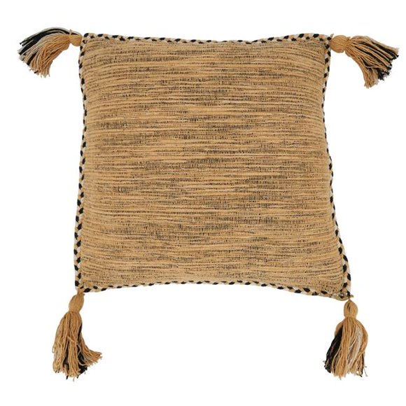 Saro 2032.CL18SP 18 in. Tressé Bord Pompon Carré Coussin avec Poly Remplissage&44; Effacer