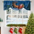 thumbnail image 3 of Christmas Tie Up Valances Curtain, Santa Claus ReinWinter Countryside Landscape Adjustable Rod Pocket Short Window Treatment Tie Up Curtains Valances for Kitchen Living Room Bathroom 42x12 Inches, 3 of 9