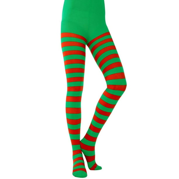 Women's Striped Tights Opaque Microfiber Stockings Nylon Footed Pantyhose  Christmas Tights High Waist Stretchy Leggings