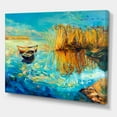 thumbnail image 3 of Designart ' Orange Trees With Turquoise Lake During Sunset ' Nautical & Coastal Canvas Wall Art Print, 3 of 4