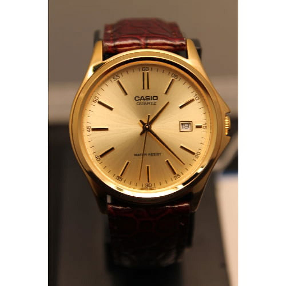 Men's MTP1183Q-9A Gold Leather Quartz Fashion Watch