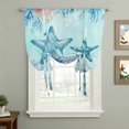 thumbnail image 2 of Coastal Starfish Blue Tie Up Curtains 45 Inches Long, Kitchen Window Curtains Over Sink, Summer Beach Nautical Coral Small Window Curtains Shade Balloon Curtains Valances for Bedroom/Cafe 34"x45", 2 of 8