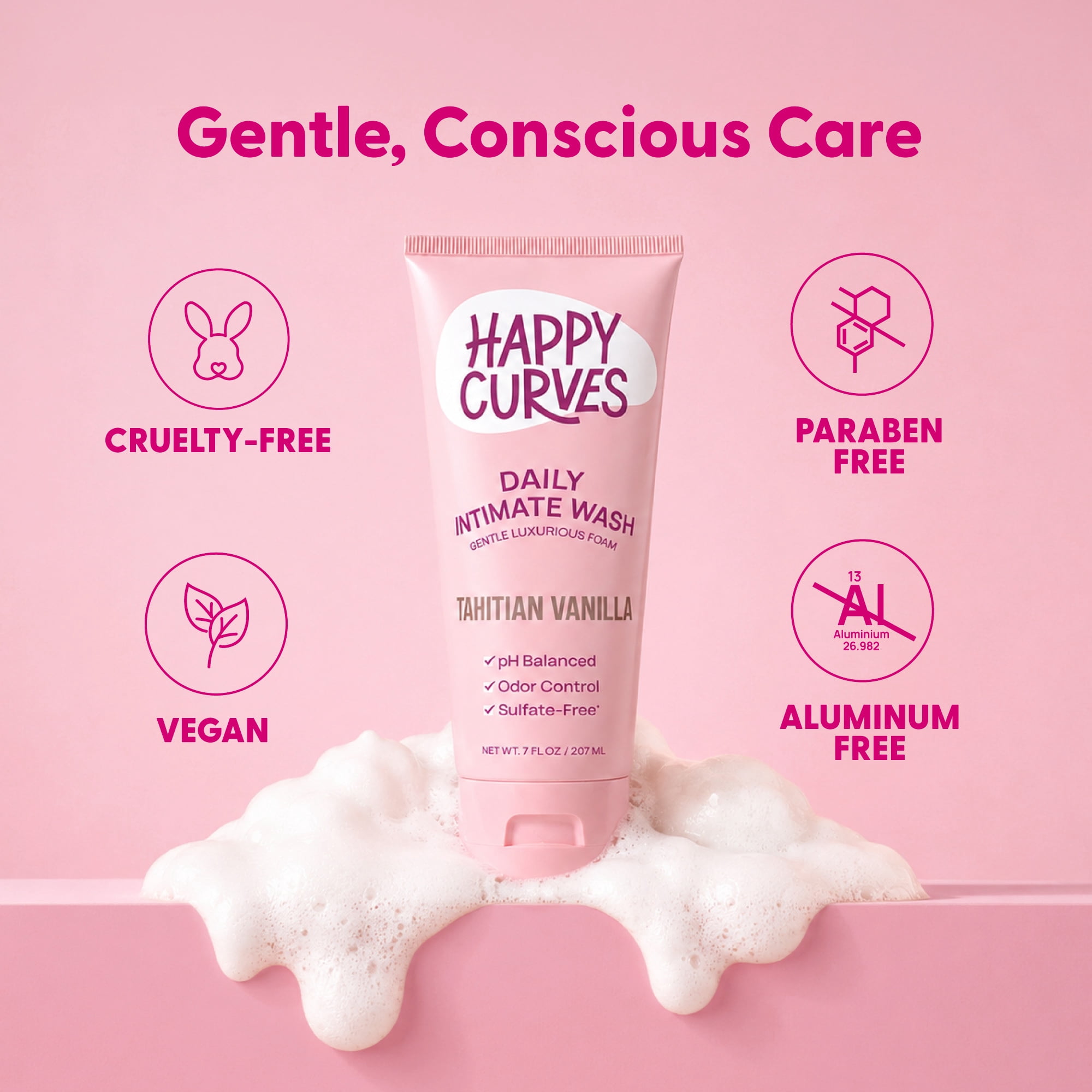 Happy Curves Feminine Intimate Wash, Tahitian Vanilla, 7 fl oz