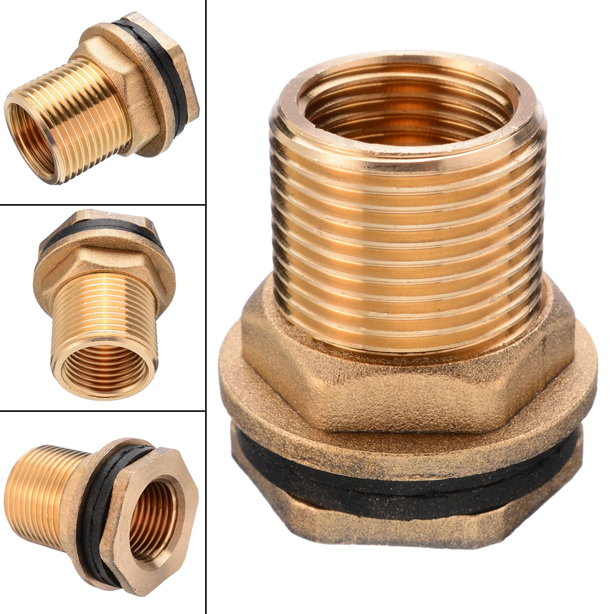 1/2' Female 3/4' Male Soild Brass Water Tank Connector Theaded Bulkhead Fitting