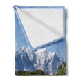 thumbnail image 2 of Lake Soft Flannel Fleece Blanket, Mont Blanc Mountain Range Reflected in Cheserys Lake Alps France Panorama, Cozy Plush for Indoor and Outdoor Use, 50" x 60", Pale Blue White Green, by Ambesonne, 2 of 5