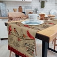 thumbnail image 5 of Vintage Bird Table Runner, Winter Cardinal Chickadee Berry Scarf Home Kitchen Red Black Buffalo Plaid Check Decor, Christmas Farmhouse Burlap Dining Decoration Holiday Party Supply 13X72in, 5 of 5