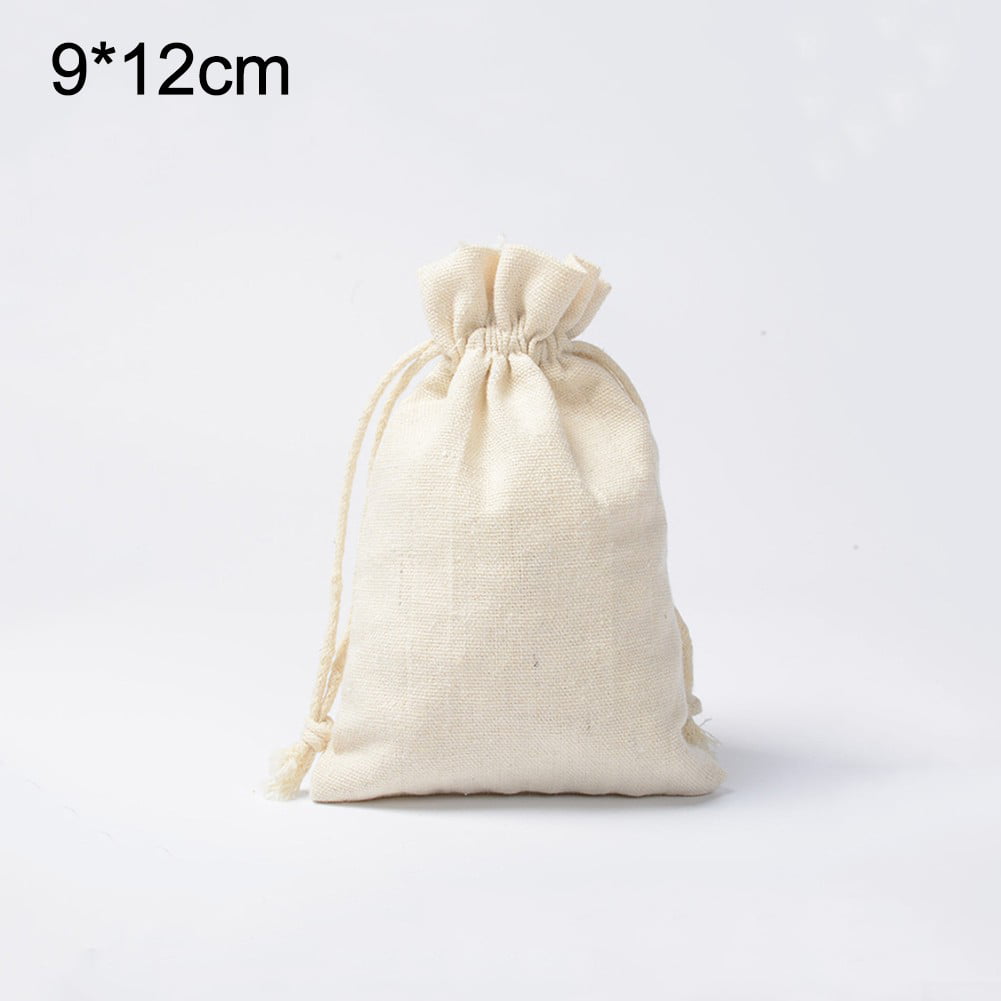 Cotton Linen Drawstring Storage Bag Candy Gift Pouch Bag Outdoor Travel 