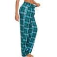 thumbnail image 4 of qolati Women's Plaid Pajama Pants Stretch Sleepwear Bottoms Baggy Cotton Drawstring Lounge Trousers Mint Green S, 4 of 7