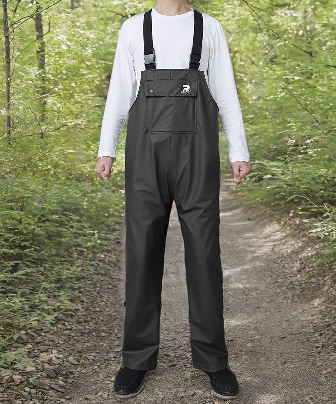 RainRider Rain Pants for Men Women Waterproof Rain Gear Bib Overalls Trousers for Fishing Hunting(Black,Medium)