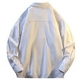 thumbnail image 4 of FRSASU Mens Lightweight Twill Jacket Lapel Button Down Long Sleeve Shacket Casual Fall Work Stylish Jackets with Pocket White, 4 of 9